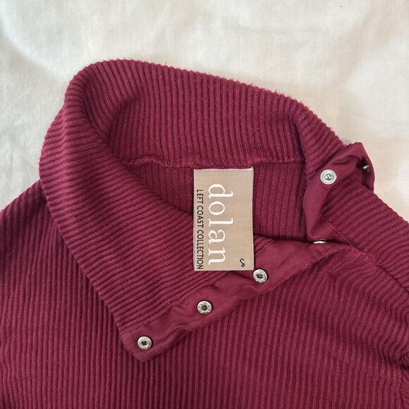 dolan burgundy ribbed asymmetrical snap button top small - Picture 4 of 5